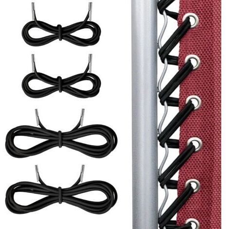 Relax Chaise Longue Elastic Cord for Chaise Longue Garden Chaise Longue Beach Chaise Relax Chaise Longue Patio Chair Bungee Cord Elastic Cord Wire for Lafuma RSXA Merax Set of 4 Black (1/5)