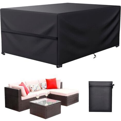 Garden Furniture Cover, 600D Oxford Fabric Garden Table Cover All Weather Protection, for Table and Sofa Sets with Rope and Buckle Lock (170 x 94x 70 cm)
