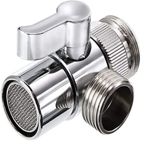 Polished Chrome Brass Sink Valve Diverter Faucet Splitter for Kitchen, Handheld Shower Head or Bathroom Sink Faucet Replacement Part Faucet to Hose Adapter Splitter