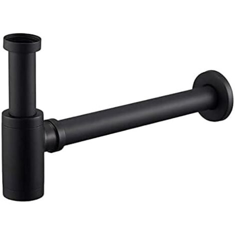 Universal Black Sink Siphon Tube, Stainless Steel Sink Siphon 1 1/4 x 32mm, Bathroom Sink Siphon, Metal Tube Siphon, Adjustable Odor-Proof Sink Siphon (1/4)