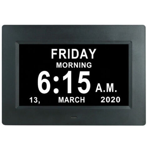 7-inch LCD digital clock calendar with date and time, non-abbreviated clock, auto-dimming, HD display reminder in 8 languages for the elderly and children with disabilities (1/4)