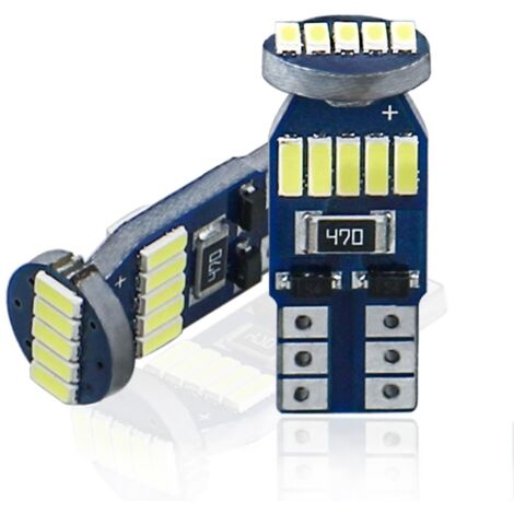 Pack of 2 T10 W5W Canbus Error-Free LED Bulbs 15SMD 4014 Car LED Lamps 194 168 2825 White 6000K (1/4)