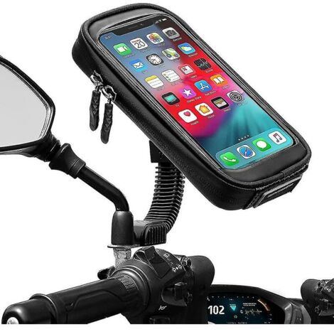 Crea – 360° Waterproof Motorcycle Phone Holder – Compatible with smartphones up to 6.7 inches – Easy installation on rearview mirror (1/4)