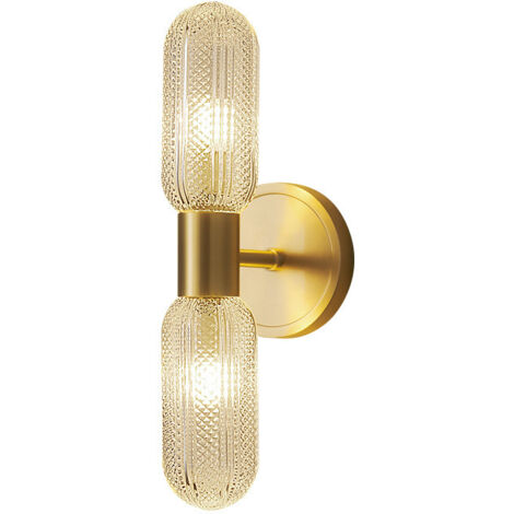 Two-head glass corn-shaped wall sconce, brass wall sconce, 360° up and down lighting wall sconces, copper chandelier wall sconces (1/4)