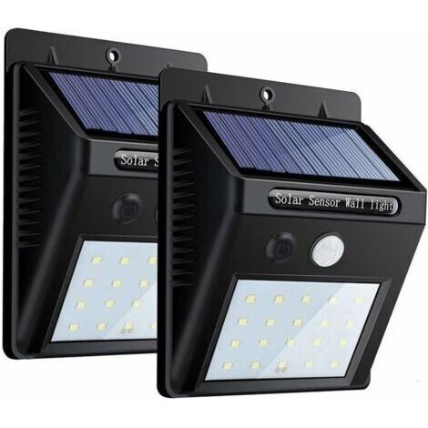 Set of 2 Outdoor Solar Lights, 20 LED Waterproof Solar Wall Lights with Motion Sensor, Wireless Solar Security Spotlights for Garden