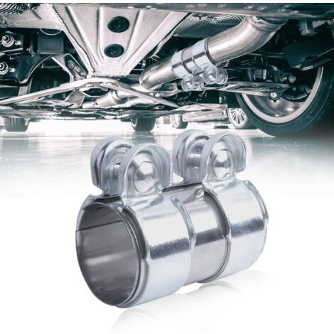 50mm Exhaust Clamp, Universal Double Stainless Steel Muffler Pipe Band for 2 Inch Automotive Identification Tube (1/4)
