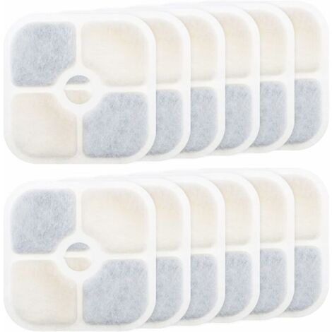 12pcs Pet Fountain Filters Replacement Compatible with Catit PIXI 43717 Cat Water Fountain Water Dispenser Filters Accessories, 8.4x8.4cm, DEBUNS