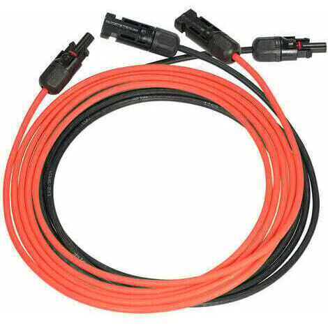 Solar panel extension cable with MC4 connector, red + black pair, 14AWG, 3 meters / 10 feet (1/4)