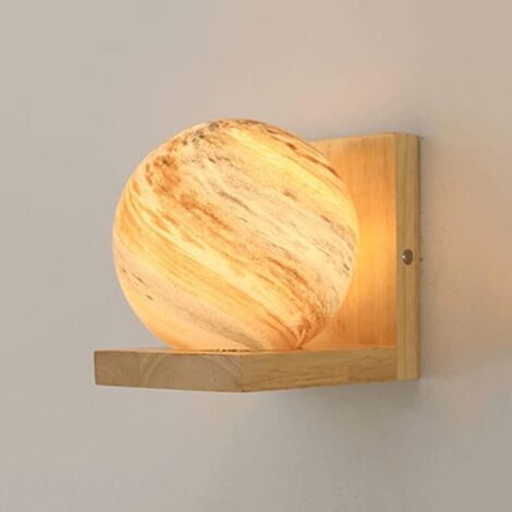 Glass galaxy wall sconce with lampshade, home decor, Nordic design, wooden base, wall light, night light for children's room, birthday gifts for girls and (1/4)