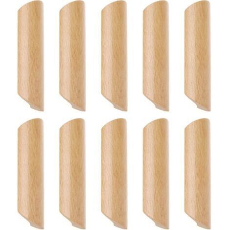 Kcvv – Set of 10 solid beech wood cabinet handles – Fan shape – 160mm center-to-center distance – 26mm width – Screws included (1/4)