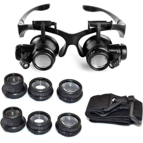 Headband magnifier with LED light – 7x, 10x, 15x, 25x magnification – Anti-static tweezers for precision – Reduced fatigue and comfort