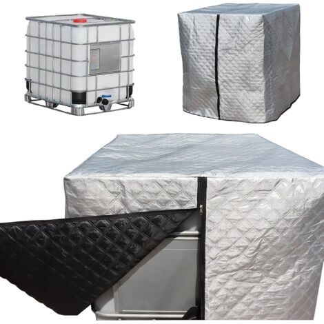 IBC Tank Cover for 1000L, Frost Protection, UV Resistant, Protective Tank Cover, IBC Tank Cover with Zipper, 120 x 100 x 116 cm (Silver) (1/4)