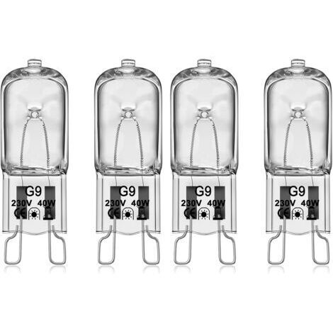 Kcvv – G9 40W 230V Halogen Bulb – Maximum Temperature 300°C – For Oven and Microwave – Pack of 4 High-Quality Glass Bulbs (1/4)
