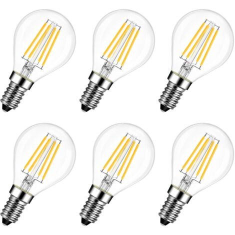 Pack of 6 E14 6W 2700K LED Bulbs - Replaces 60W, Rustic Lamp Filament Style (Warm White) (1/4)