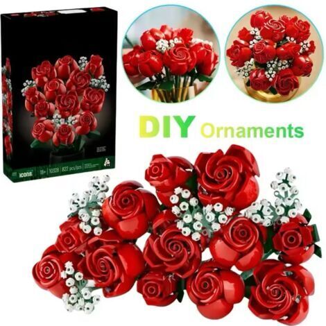 Aiperq – Rose Bouquet Block Set – Artificial Flower Centerpiece – 12 Long Stem Roses – Christmas Floral Decoration (1/4)
