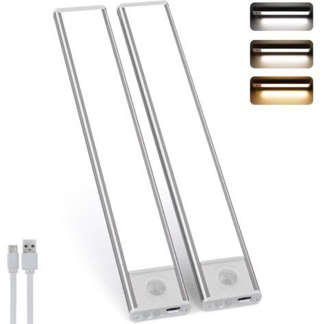 30cm LED Closet Light with Motion Sensor, 2500mAh, USB Rechargeable, 4 Modes, Dimmable, for Kitchen, Study, Night Light, Staircase, Magnetic Mounting, 2 Pack (1/4)