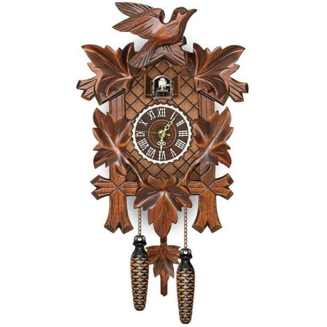 Crea – MDF Wooden Cuckoo Clock Wall Clock – Length 26 cm x Width 6 cm x Height 14 cm – Traditional Black Forest Decor (1/4)