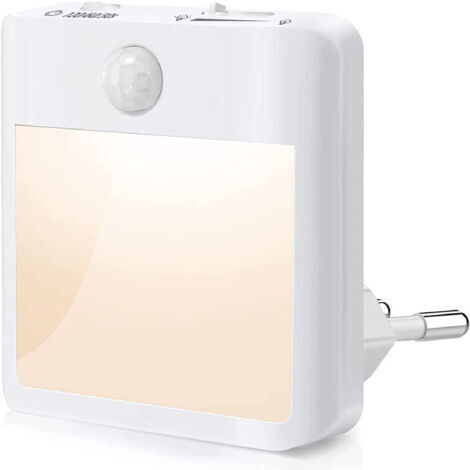 Kcvv – Electric night light with motion detector – Adjustable brightness 0-100% – AUTO1, ON, AUTO2 modes – Plug and play installation (1/4)