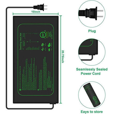 Kcvv – Plant heating mat – Waterproof – 21W for greenhouses and terrariums – Dimensions 52 × 25 cm – Low energy consumption (1/4)
