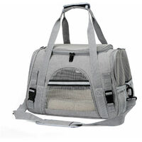 Cat Carrier Foldable Breathable Dog Cage with Adjustable Straps Dog Carrier Bag for Kitten Puppy Rabbit Gray
