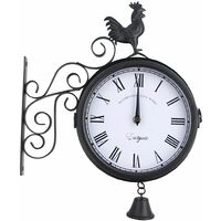 Timekeeper Garden Clock Outdoor Wall Clock Black Vintage Waterproof Garden 30x9x37cm