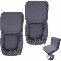 Set of 2 Dark Gray Bar Stool Covers with Stretch Back Cover for Short Swivel Dining Chair
