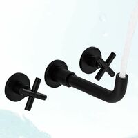Basin Mixer Tap Matte Black Wall Mounted Bathroom Faucet Double Handle Brass Basin Mixer Tap with Rough-In Valve Included