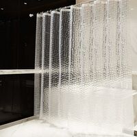 Shower Curtain 240 x 200 cm 100% EVA Semi-Transparent Waterproof Anti-Mildew PVC Free 0.2mm Thick 3D Water Cube with 16 Rings Bathroom Curtain for Bathroom