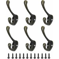 Coat Hook 6 Pieces Vintage Coat Hooks Metal Coat Rack Retro Hook for Hat Clothes Wall Hooks with Screws Bronze One Size