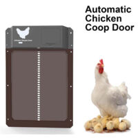 Automatic Chicken Coop Door (Red), with Battery, Light Detection, Programmable with Timer, Aluminum Automatic Chicken Coop Door, Chicken Coop Hatch, Manual Timer