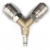 YMYNY Compressor Fitting, Compressed Air Distributor, 1/4 Compressed Air Fitting 3 Way Quick Release Compressed Air Connector with Male Thread Y Distributor