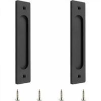 YMYNY 2 Pack Matte Black Stainless Steel Rectangular Recessed Sliding Door Handles for Sliding Barn Door