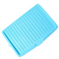Premium Dish Drainer, Plastic Dish Drainer, Draining Mat, Side Drainer for Sink, Slanted Drip Tray for Pots, Blue, YMYNY
