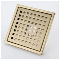 15 x 15 cm square gold stainless steel shower drain with floor drain cover, deodorant brass core, brushed gold YMYNY