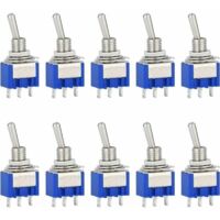 10pcs AC 125V 6A One-One 3-Pole Mini Rocker Switch with 2 Positions for Arduino Car Truck Boat Vehicle Switch MUMU