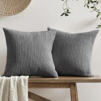45 x 45 cm Dark Grey Soft Fluffy Cushion Cover Set of 2 Striped Pattern Sofa Throw Pillow Cover Modern Decoration for Sofa Bed Living Room Bedroom Winter Autumn MUMU