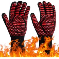 DPZO barbecue gloves, heat resistant up to 800°C, non-slip and heat resistant, ideal for barbecue, oven, grill, fireplace, welding and baking.