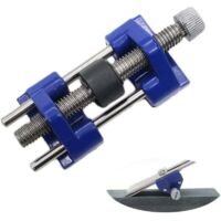 Sharpening guide with brass roller and fixed-angle stainless steel side clamp. Includes a brass roller for wood chisels, plane irons, and flat chisels.
