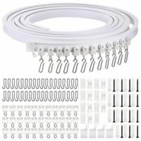 Meter Foldable Ceiling Curved Curtain Rail Flexible Curved Curtain Rail Soft Curtain Rail for Curtain Rail with Metal Curtain Hooks, Room Divider for Bed Curtains, Ceiling Rail Rod Holder and Accessor