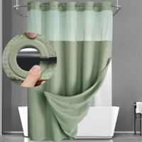 Green shower curtain, without hooks, with snap lining, 230 g/m², waffle weave (188 x 180 cm)