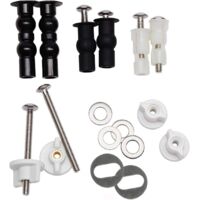 Toilet seat replacement parts kit, screws and bolts for universal toilet seats, metal hinges, bolts, screws with fixings, expanding rubber