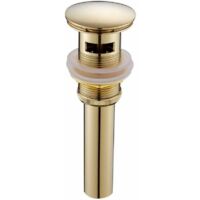 Moderne Pop-up Rétro Bouchon Bonde de Lavabo Vidange Clic-clac avec Trop-Plein en Laiton Doré Universel Valve Draineur d’Evier Vasque Siphon avec Trou de Débordement Poli- avec Trop-Plein