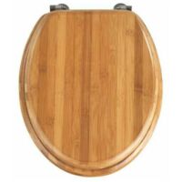 Abattant WC Bois Bambou, abattant WC avec fixation acier inox, Lunette WC résistante et facile à nettoyer, Bambou, 34 x 41 cm, Marron