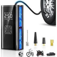 Cordless Portable Air Compressor – 6000mAh Rechargeable Battery – LCD Screen – Automatic Shut-Off – Inflator for Cars, Motorcycles, Bicycles, and Balloons