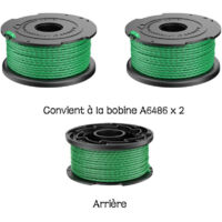 Pack of 2 green trimmer line spools for Black & Decker GL7033 GL8033 GL9035 A6482 - DEBUNS