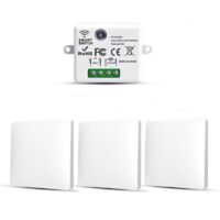 Set of 3 RF433 Wireless Light Switches – 10A 240V Transmitter and Receiver – Quick Installation Without Wiring