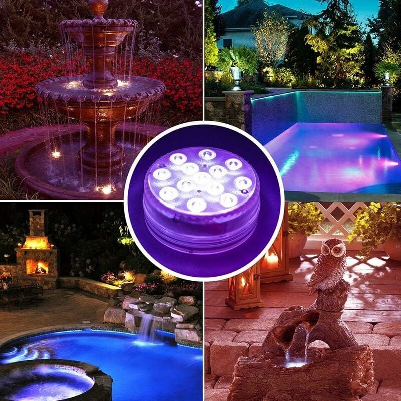 Wasserdichtes Unterwasser-LED-Licht, IP68 Multi-Color  Unterwasser-Pool-Lichter mit Fernbedienung Badewanne Lichter für Aquarium  Badewanne Pool Garten aquatische Umgebung Dekoration (Set von 2)