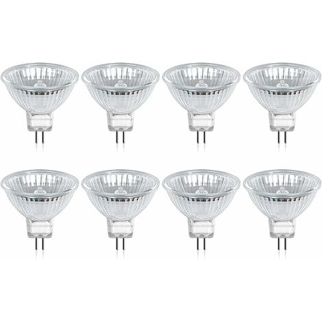Halogenlampe GU5.3 MR16 35 W 12 V Warmweiß 2800 K dimmbar, Glasabdeckung 400 Lumen, 2-poliger Spot-Ersatz, 8 Stück