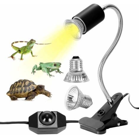 Schildkröten-Heizlampen-Set, Reptilien-Heizlampe mit 2 UVA-UVB-Glühbirnen, 25 W, 50 W, terrestrische Schildkrötenlampe, langer Sockel, 360-Grad-Drehung, für Schildkröten, Reptilien, Eidechsen, Schlang