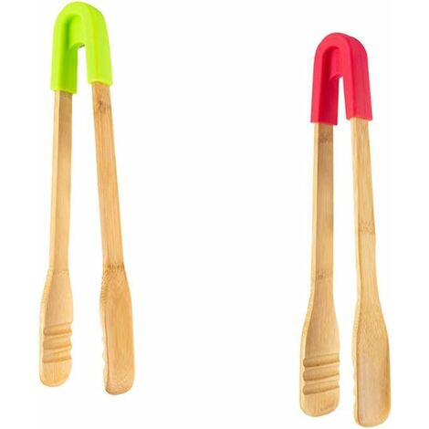 Küchenzange aus Holz, 2 Stück, Toasterzange, Grillzange aus Holz, Küchenzange aus Holz, Lebensmittelzange für Toaster, Salate, gegrilltes Fleisch, Gebäck